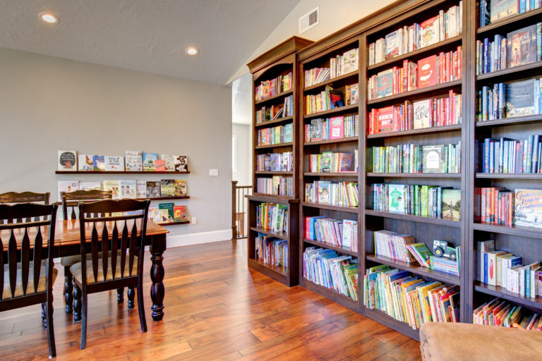 Library with display shelves